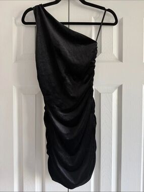 Miss Behave Girls Black One Shoulder Dress Size 14 NWT Velvet Asymmetric Party